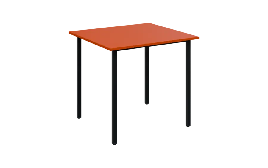 JSB 80N Jídelní stůl 800 x 800 mm, deska pomeranč / podnož černá